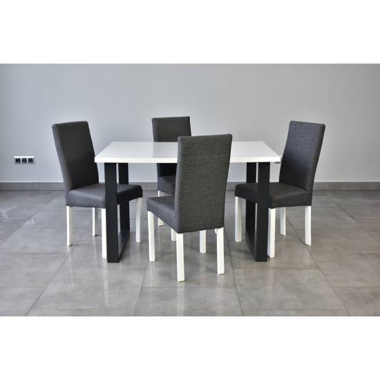 Essgruppe Esstisch MODERN M5 Set für 4 Personen in Loft Stil Tisch Stuhl Modern Weiß