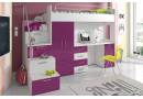 MAJA 4S Hochbett mit Matratze Kleiderschrank Schreibtisch Treppe in in Hochglanz weiß, schwarz, rosa, grau, violett, türkis